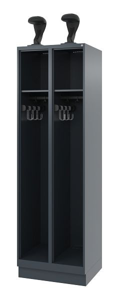 C+P Feuerwehrspind Evolo, Modell EXPERT, 2 Abteile, H1850B600T500 mm, Anthrazit, Sockel, 0491015-20 S10010