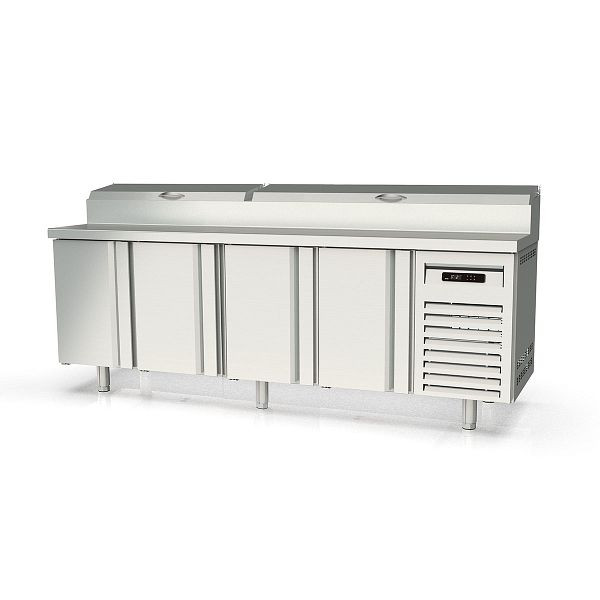 Vaiotec TOPLINE Belegstation 700 / 4-fach mit Türen, Edelstahlaufsatz, GN 1/4, Breite: 2245 mm, 11591