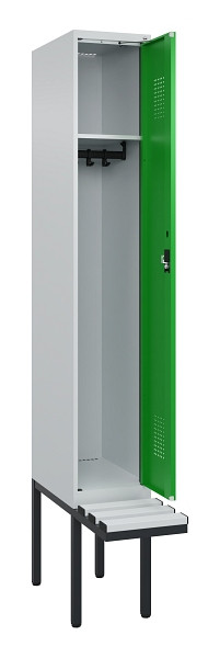 C+P Spind Evolo PLUS, 1 Abteile, 2120x300x815mm, 7035/6037, Haken 3, Zylinderschloss, Sitzfläche Kunststoff, 0490407-10 S10092