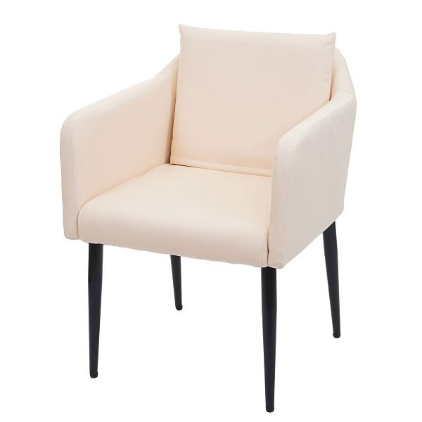 Mendler Esszimmerstuhl HWC-H93, Küchenstuhl Lehnstuhl Stuhl, Kunstleder creme-beige, 74728