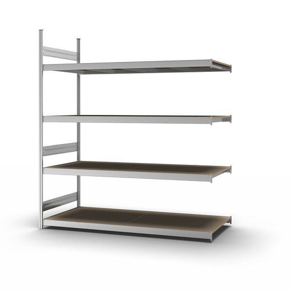 hofe Großfach-Anbauregal, 2500x800x2200 mm, 4 Fachebenen, Spanplatte verzinkt, 350 kg Fachlast, 1750 kg Feldlast, zweiseitige Bedienung, GZA25822S