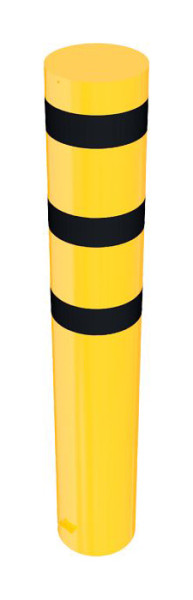 Schake Absperrpfosten Typ 40322BG -ortsfest-, zum Einbetonieren, Stahlrohr Ø 323,1mm, Gesamtlänge: 2000mm, feuerverzinkt, Gelb / Schwarz, 40322BG