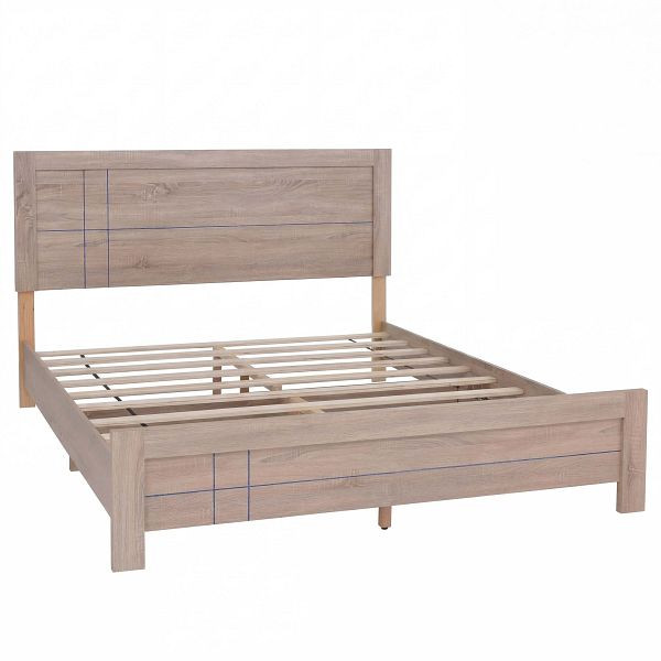 Mendler Queen Size Bett HWC-P44, Doppelbett Bettgestell mit Lattenrost, 160x200cm, Sonoma-Eiche-Optik, 139846+139845+139847