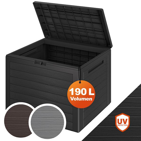 casaria Gartenbox Lille 190L Anthrazit in Holzoptik wetterfest abschließbar, 108493