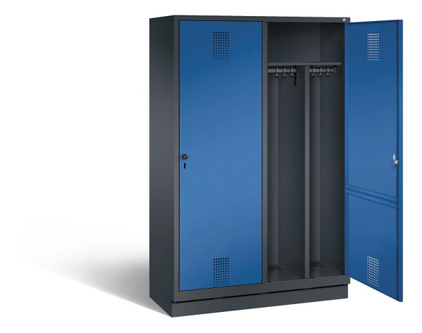 C+P Schwarz-Weiss-Spind Evolo, H1800xB1190xT500mm, Farbe: Schwarzgrau / Enzianblau, 48220-40 S10014