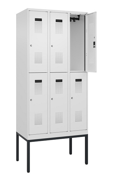 C+P Doppelstock-Spind Evolo PLUS, Gestell, 6 Fächer, 2120x900x500mm, 9016/9016, Zylinderschloss, 0493307-30 S10047