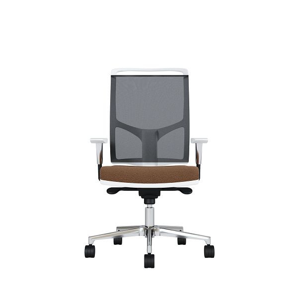 Bisley Bürodrehstuhl Zed, Weißes Kunststoff, Höhenverstellbare Armlehnen, Fußkreuz und Armlehnen aus Aluminium, NE0534 cappuccino, ZEDALLWNE0534