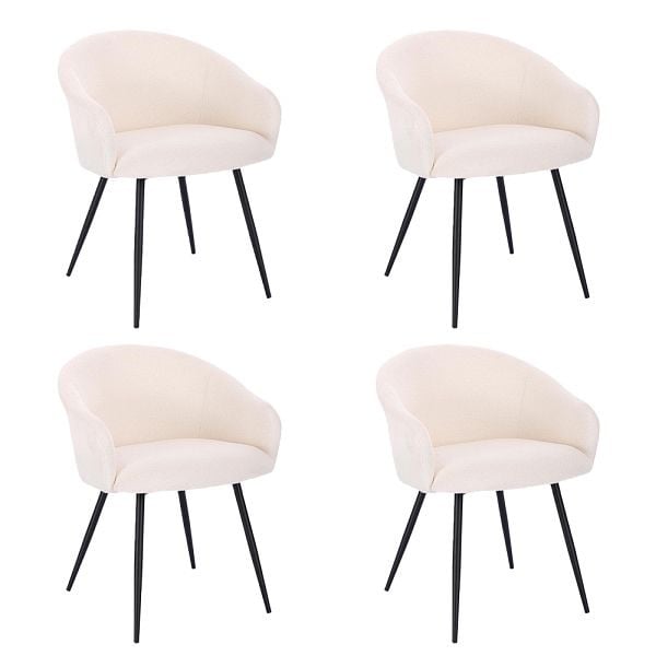 HOME DELUXE Esszimmerstuhl CELESTE Bouclé Weiß - Stückzahl: 4, 55958