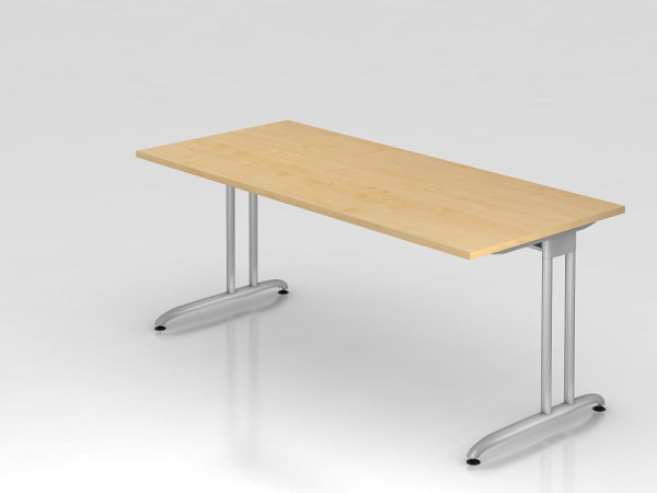 Hammerbacher Schreibtisch C-Fuß 180x80cm Ahorn, horizontale Kabelwanne, Arbeitshöhe 72 cm, VBS19/3/S