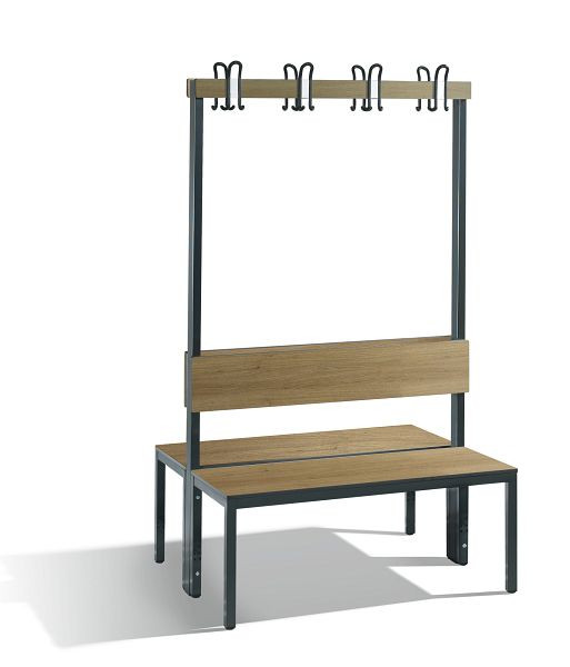 C+P Doppelseitige Garderobenbank mit Rückenlehne, Basic Plus, H1650xB1000xT760mm, 8060-200 S10004