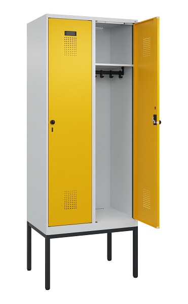 C+P Spind Evolo PLUS, Gestell, 2 Abteile, 2120x800x500mm, 7035/1004, Verschluss Drehriegel, Ablageböden 2, 0490307-22 S10000