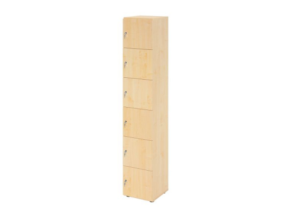 Hammerbacher Schließfachschrank schmal 6OH, 6 Türen mit Schloss, Korpus: Ahorn, Türen: Ahorn, 40 x 40 x 215,6 cm (BxTxH), V264L6/3/3/DS