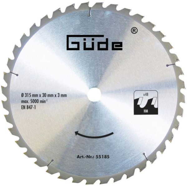 Güde Holzsägeblatt HM 315x30x48Z, Sägeblatttyp: HM, 55185, 4015671551856