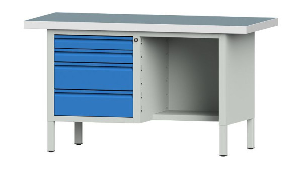 ANKE Werkbänke Kastenwerkbank, Modell 334 E, 1500 x 700 x 850 mm, RAL 7035/5012, UBP 50 mm, 510.313