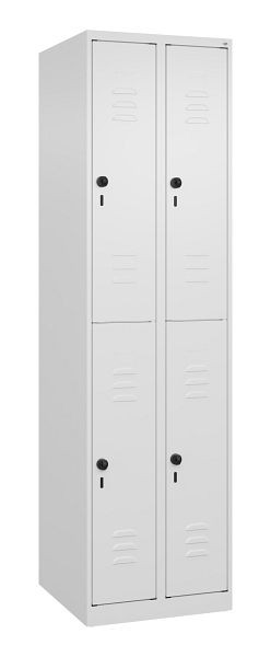 C+P Doppelstöckiger Spind Classic PLUS, 2 Abteile, 1850x500x500mm, 9016/9016, Drehriegel, 080300-29 S10012