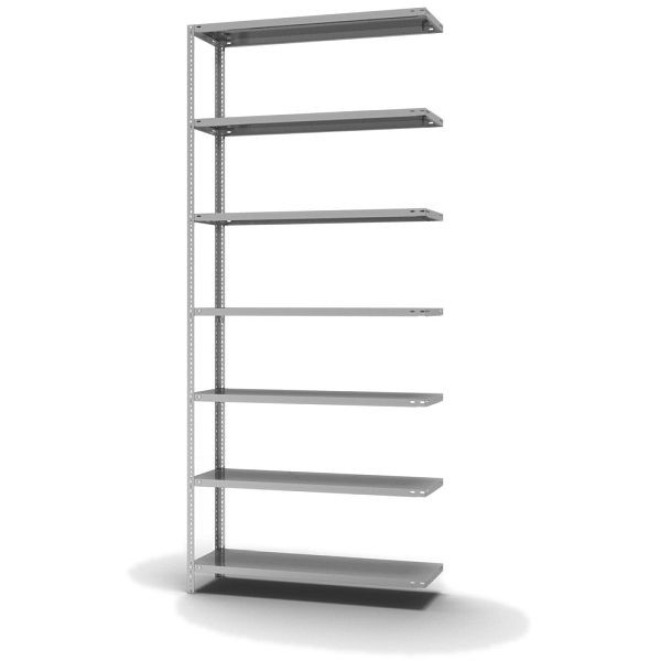 hofe Fachboden-Anbauregal, 3000x400x1300 mm, 7 Fachebenen, verzinkt, 200 kg Fachlast, 1400 kg Feldlast, zweiseitige Bedienung, WZA30413M