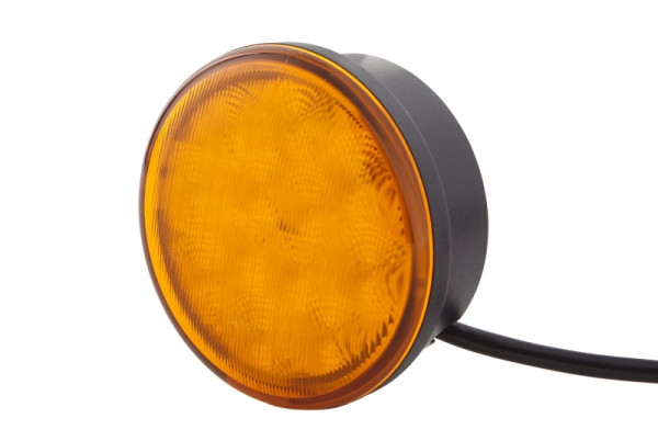 HELLA Blinkleuchte - 83mm - LED - 24V - Anbau/geschraubt - Lichtscheibenfarbe: gelb - Kabel: 2500mm - Stecker: offene Kabelenden - hinten, 2BA 959 011-301