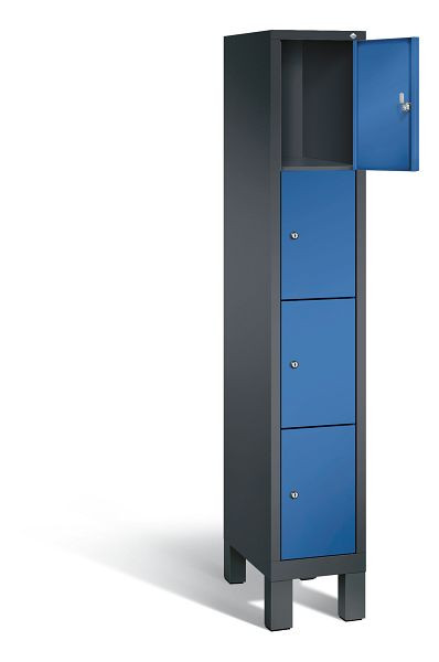 C+P Schließfachschrank Evolo, H1850xB320xT500mm, Farbe: Schwarzgrau / Enzianblau, 48010-104 S10054