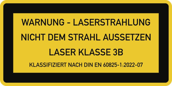 Moedel LASER KLASSE 3B DIN 60825-1, Textschild, Folie, 52x26 mm, VE: 10 Stück/Bogen, 59713