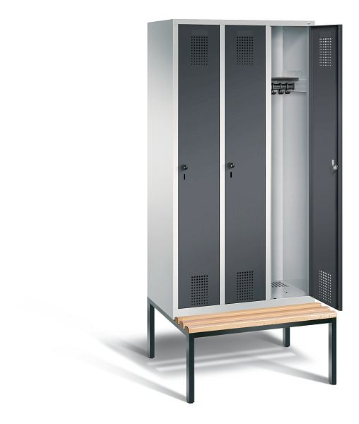 C+P Garderobenschrank Evolo, H2090xB900xT815mm, Farbe: Lichtgrau / Schwarzgrau, 48050-30 S10004