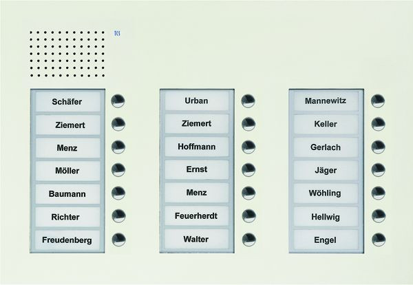 TCS Audio Außenstation Serie PUK 21 Klingeltasten (rechtsbündig), 3-spaltig, UP weiß, PUK21/3-WS