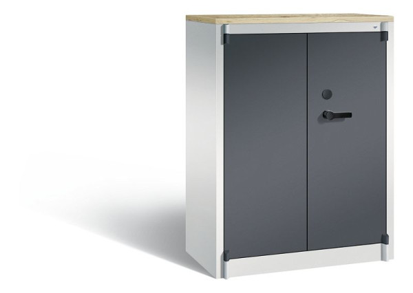 C+P Feuerschutzschrank Certos, H1226xB930xT500mm, Farbe: Lichtgrau / Schwarzgrau, Klinkengriff, 3 OH, 1171-00 S10330