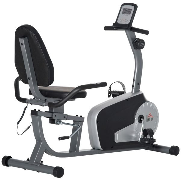 HOMCOM Liegeergometer Heimtrainer Fahrradtrainer mit LCD-Anzeige Stahl ABS, A90-301