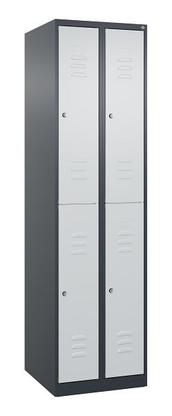 C+P Doppelstöckiger Spind Classic PLUS, 2 Abteile, 1850x500x500mm, 7016/7035, Zylinderschlösser, 080300-29 S10020