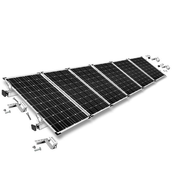 Offgridtec Befestigungskit mit Dachhaken 3-fach verstellbar (für Dachziegel) für Schrägdachmontage 6 Solarpanels Rahmenhöhe 40mm, 8-01-013775-018