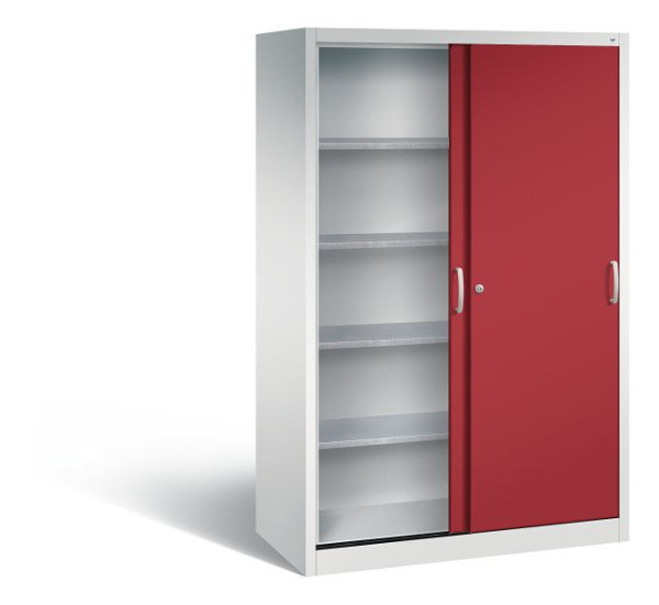 C+P Schiebetürenschrank Acurado, H1950xB1200xT600mm, Farbe: Lichtgrau / Rubinrot, Bügelgriff, 2069-00 S10078