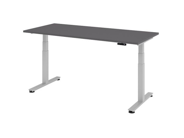 Hammerbacher Sitz-Steh-Schreibtisch elektrisch 180x80cm Graphit/Silber, Arbeitshöhe 63,5-128,5 cm, VXDSM19/G/S