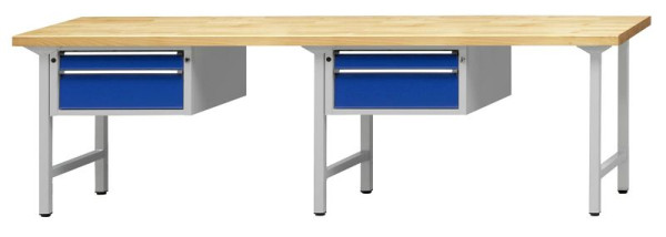 ANKE Werkbänke Kombiwerkbank, Modell 531 V, 2800 x 700 x 850 mm, RAL 7035/5010, BMP 50 mm, 411.202