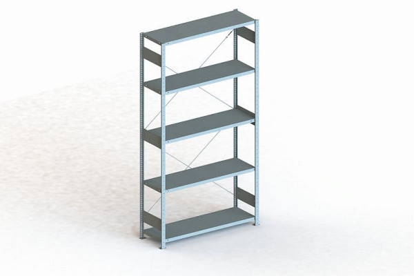 Meta Steckregal Meta CLIP 150 S3 Grundfeld, Höhe: 2500mm, Länge: 1300mm, Tiefe: 400mm, Bodenanzahl: 5, verzinkt, 9900004457