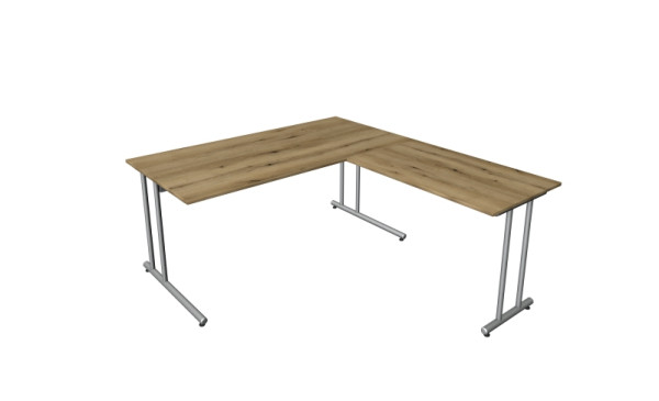 Kerkmann Winkelarbeitsplatz start-up, aus Schreibtisch B 1600 x T 800 x H 750 mm und Anbautisch 1000 x 600 x 750 mm, Eiche, 11436555