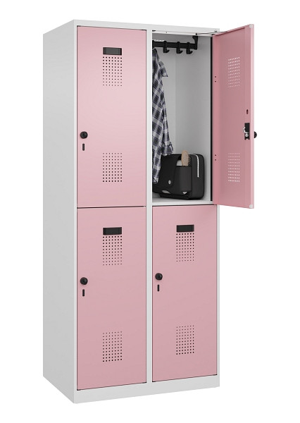 C+P Doppelstöckiger Spind Evolo PLUS, 4 Fächer, 1850x800x500mm, 9016/3015, Drehriegel, 049300-22 S10018