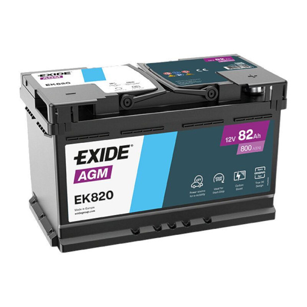 Exide AGM Autobatterie DIN L4 12V 82Ah 800A, EK820