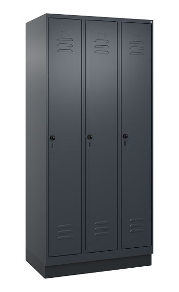C+P Umkleidespind Classic PLUS, Sockel, 3 Abteile, 1950x900x500mm, 7016/7016, Drehriegel, 080020-30 S10012