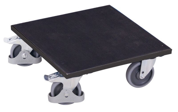 VARIOfit Kistenroller mit aufgeklebtem Riefengummi, Ladefläche: 500 x 500 mm, RAL 7016 anthrazitgrau, sw-500.013/AG