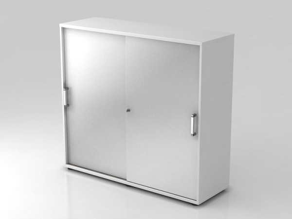 Hammerbacher Schiebetürschrank 3OH 120cm Chromgriff Weiß/Silber, 120x40x110 cm (BxTxH), V1753S/W/S/CE