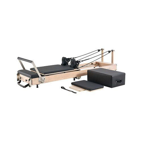 VEVOR faltbarer Pilates Reformer aus Gummibaumholz, mit doppeltem Widerstand, inkl. Sitzbox, bis 181,44 kg belastbar, PLTHXCXJMBKZB7ZU2V0