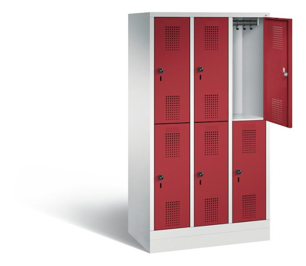 C+P Spind doppelstöckig Evolo, H1600xB900xT500mm, Farbe: Lichtgrau / Rubinrot, 483206-30 S10053