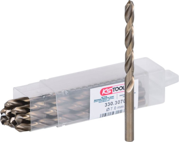 KS Tools HSS-G Co 5 Spiralbohrer, 7mm, VE: 10 Stück, 330.3070