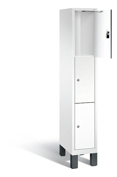 C+P Schließfachschrank Evolo, H1850xB320xT500mm, Farbe: Verkehrsweiß / Dekor Weiß, 48010-103 S10120