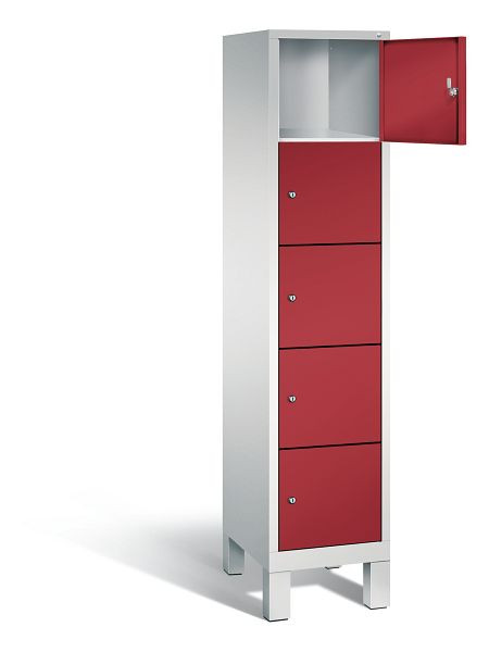 C+P Schließfachschrank Evolo, H1850xB420xT500mm, Farbe: Lichtgrau / Rubinrot, 48010-125 S10047