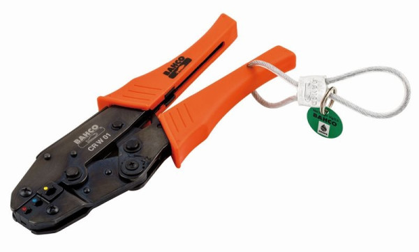 Bahco 225 mm Ratschen-Crimpzange für isolierte Verbinder mit Metalldrahtschlaufe zur Befestigung an Fangleinen, TAHCRW01