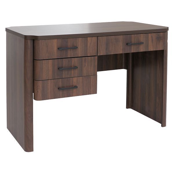 Mendler Schreibtisch HWC-P42, Bürotisch Computertisch, 4 Schubladen MDF 78x110x60cm, Walnuss-Optik, 139775+139776