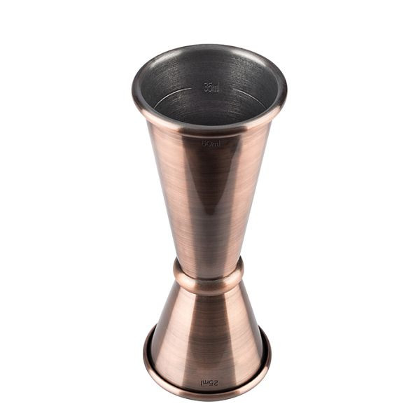 APS Barmaß, Ø 4 cm, Höhe: 11 cm, Edelstahl, Antik-Kupfer-Look, Volumen: 2,5 / 5 cl, mit Füllstrich 3,5 cl / 1,5 cl, 93324