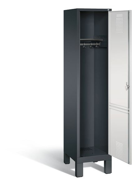 C+P Garderobenschrank Evolo, H1850xB420xT500mm, Farbe: Schwarzgrau / Lichtgrau, 48010-12 S10041