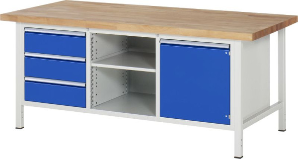 RAU Werkbank Serie 8000 - Modell 8563, B2000 x T900 x H840-1040 mm, 13-8563A2-209B4H.11