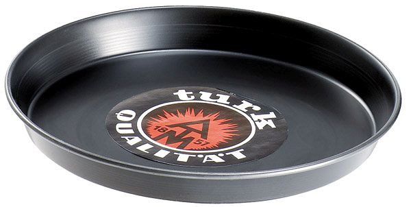 APS Pizzaform, Ø 18 cm oben, 16,2 cm unten, Blaublech, nicht beschichtet, Höhe 2,5 cm, Materialstärke circa 1 mm, 73502